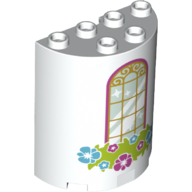 Visuel indicatif Rebrickable de Demi-cylindre 2 x 4 x 4 avec fenêtre et motif de boîte à fleurs (Cylinder Half 2 x 4 x 4 with Window and Flower Box Pattern)