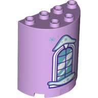 Visuel indicatif Rebrickable de Demi-cylindre 2 x 4 x 4 avec fenêtre et motif imprimé neige (Cylinder Half 2 x 4 x 4 with Window and Snow Print)