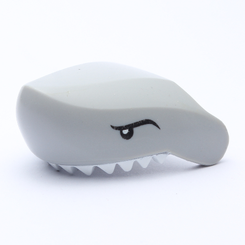 Visuel indicatif Rebrickable de Partie du corps animal, tête de requin avec des dents blanches et des yeux noirs (Animal Body Part, Shark Head with White Teeth and Black Eyes Print)