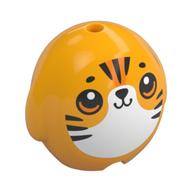 Visuel indicatif Rebrickable de Oreiller peluche jouet avec rayures noires, yeux orange, blanc poitrine motif imprimé (Pillow Plush Toy with Black Stripes, Orange Eyes, White Chest Print)