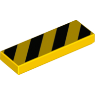 Visuel indicatif Rebrickable de Tuile 1 x 3 avec motif noir d'avertissement/rayures de danger (Tile 1 x 3 with Black Warning/Danger Stripes Print)