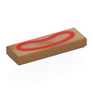 Visuel indicatif Rebrickable de Tuile 1 x 3 avec motif imprimé bouche en pain d'épice rouge (Tile 1 x 3 with Red Gingerbread Mouth Print)