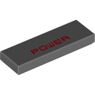 Visuel indicatif Rebrickable de Tuile 1 x 3 avec motif imprimé 'POWER' (Tile 1 x 3 with 'POWER' Print)