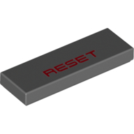 Visuel indicatif Rebrickable de Tuile 1 x 3 avec motif imprimé 'RESET' (Tile 1 x 3 with 'RESET' Print)