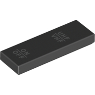 Visuel indicatif Rebrickable de Tuile 1 x 3 avec motif imprimé 'UHF', 'VHF', 'ON' et 'OFF' (Tile 1 x 3 with 'UHF', 'VHF', 'ON', and 'OFF' Print)