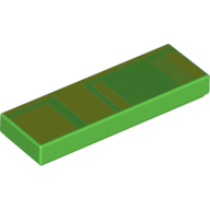 Visuel indicatif Rebrickable de Tuile 1 x 3 avec des carrés de vert citron et vert foncé (tuyau de chaîne pixelisé) motif imprimé (Tile 1 x 3 with Lime and Dark Green Squares (Pixelated Warp Pipe) Print)