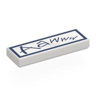 Visuel indicatif Rebrickable de Tuile 1 x 3 avec le bleu foncé griffonné 'Aawww', motif imprimé de bordure (Tile 1 x 3 with Dark Blue Scribbled 'Aawww', Border Print)