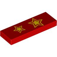 Tuile 1 x 3 avec motif imprimé 2 étoiles jaunes (Tile 1 x 3 with 2 Yellow Stars Print)