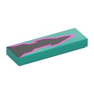 Visuel indicatif Rebrickable de Carreau 1 x 3 avec feu noir/éclair boulon, rose foncé bord motif imprimé (Tile 1 x 3 with Black Flame/Lightning Bolt, Dark Pink Border Print)