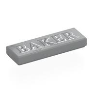 Visuel indicatif Rebrickable de Tuile 1 x 3 avec motif imprimé 'BAKER' (Tile 1 x 3 with 'BAKER' Print)