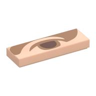 Visuel indicatif Rebrickable de Tuile 1 x 3 avec œil brun rougeâtre, motif imprimé sourcils nougat (Tile 1 x 3 with Reddish Brown Eye, Nougat Eyebrow Print)