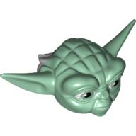 Tête de minifigurine Spécial, Yoda Oreilles droites avec de grands yeux et cheveux gris motif imprimé (Minifig Head Special, Yoda Straight Ears with Large Eyes and Gray Hair Print)