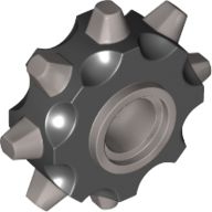 Visuel indicatif Rebrickable de Pneu rip col figurine avec motif de pointes d'argent plat (Minifig Collar RIP Tire with Flat Silver Spikes Pattern)