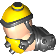 Bras, Bigfig, droite avec plaque de coude jaune, poignet noir (Arm, Bigfig, Right with Yellow Elbow Pad, Black Wrist)