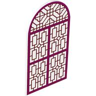 Visuel indicatif Rebrickable de Verre pour cadre 1 x 6 x 7 avec arc avec motif imprimé rouge foncé / or (Glass for Frame 1 x 6 x 7 with Bow with Dark Red/Gold Pattern Print)