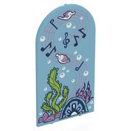 Visuel indicatif Rebrickable de Verre pour cadre 1 x 6 x 7 avec arc avec poisson, corail, varech, musique Notes motif imprimé (Glass for Frame 1 x 6 x 7 with Bow with Fish, Coral, Kelp, Music Notes Print)