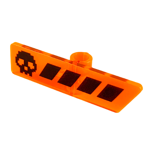 Visuel indicatif Rebrickable de Étiquette de jeu minifigurine avec crâne noir, motif imprimé rayures noires (Minifig Gameplayer Label with Black Skull, Black Stripes Print)