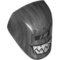 Masque de soudage accessoire de coiffure avec visière, reflet argenté, sourire avec motif imprimé de dents pointues (Headwear Accessory Welding Mask with Visor, Silver Reflection, Grin with Sharp Teeth Print)