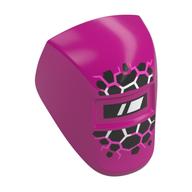 Visuel indicatif Rebrickable de Couvre-chef Accessoire masque de soudage avec visière, blanc réflexion, noir et rose foncé craquelures motif imprimé (Headwear Accessory Welding Mask with Visor, White Reflection, Black and Dark Pink Cracks Print)