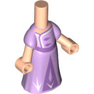 Micro-poupée corps robe longue lavande moyen avec des décorations de lavande, mains nougat clair (Microdoll Body Long Dress Medium Lavender with Lavender Decorations, Light Nougat Hands)