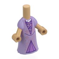 Micro-poupée corps robe longue lavande avec sous-vêtement lavande moyen motif imprimé (Microdoll Body Long Dress Lavender with Medium Lavender Underdress Print)