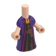 Micro-poupée corps longue robe violet foncé avec robe noir/magenta, décorations marron motif imprimé (Microdoll Body Long Dress Dark Purple with Black/Magenta Dress, Brown Decorations Print)