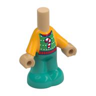 Pantalon de corps de micro-poupée turquoise foncé avec pull de Noël orange / vert, canne de bonbons, chaud beige mains imprimé (Microdoll Body Pants Dark Turquoise with Orange/Green Christmas Sweater, Candy Cane, Warm Tan Hands Print)