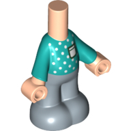 Pantalon de corps micro-poupée bleu sable avec chemise turquoise foncée, jambes gris bleuté clair, nougat clair mains imprimé (Microdoll Body Pants Sand Blue with Dark Turquoise Shirt, Light Bluish Grey Legs, Light Nougat Hands Print)
