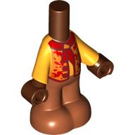 Pantalon de corps micro-poupée Orange foncé avec chemise orange vif, cravate rouge / écharpe, jambes moyennes Nougat, mains brun rougeâtre (Microdoll Body Pants Dark Orange with Bright Orange Shirt, Red Tie/Scarf, Medium Nougat Legs, Reddish Brown Hands)