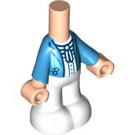 Pantalon de corps micro-poupée blanc avec veste azur moyen, chemise blanche, cravate / arc, nougat clair mains motif imprimé (Microdoll Body Pants White with Medium Azure Jacket, White Shirt, Tie/Bow, Light Nougat Hands Print)