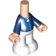 Pantalon de corps micro-poupée blanc avec manteau bleu foncé, chemise bleue, cravate blanche, Nougat Mains motif imprimé (Microdoll Body Pants White with Dark Blue Coat, Blue Shirt, White Tie, Nougat Hands Print)