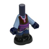 Pantalon de corps micro-poupée bleu foncé avec tunique brun foncé, garniture magenta, chemise blanche, pieds noirs, les mains bleu foncé motif imprimé (Microdoll Body Pants Dark Blue with Dark Brown Tunic, Magenta Trim, White Shirt, Black Feet, Dark Blue Hands Print)