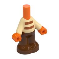 Pantalon de corps micro-poupée avec chemise beige, rayures brun rougeâtre, pantalon, orange à mains motif imprimé (Microdoll Body Pants with Tan Shirt, Reddish Brown Stripes, Pants, Orange Hands Print)