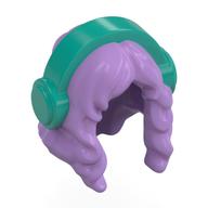Cheveux longs sur les épaules avec casque motif turquoise foncé (Hair Long Over Shoulders with Headphones Dark Turquoise Pattern)