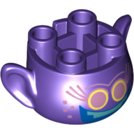 Tête de minifigurine Spécial, avec oreilles et 4 tenons sur le dessus, avec visage avec de grands yeux roses et bleu bouche ouverte sourire motif imprimé (Troll sirène) (Minifig Head Special, with Ears and 4 Studs on Top, with Face with Big Pink Eyes and Blue Open Mouth Smile Print (Mermaid Troll))