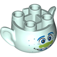 Tête de minifigurine Spécial, avec les oreilles et 4 tenons sur le dessus, avec le visage avec le nez de vert citron et le motif imprimé ouvert de bouche (diamant de Guy) (Minifig Head Special, with Ears and 4 Studs on Top, with Face with Lime Nose and Open Mouth Print (Guy Diamond))
