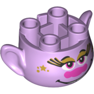 Tête de minifigurine Spécial, avec Oreilles et 4 tenons sur le dessus, avec Visage avec Grand Sourire et Dents, Motif Ombre à Paupières Or (Minifig Head Special, with Ears and 4 Studs on Top, with Face with Big Smile and Teeth, Gold Eye Shadow Print)