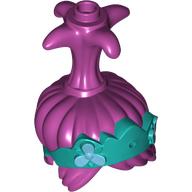 Visuel indicatif Rebrickable de Queue de cheval haute avec quatre points, un clou sur le dessus, et trou d'connecteur à l'avant, avec motif de tiare turquoise foncé avec motif imprimé de fleurs bleu clair lumineux (Hair Tall Ponytail with Four Points, One Stud on Top, and Pin Hole in Front, with Dark Turquoise Tiara Pattern with Bright Light Blue Flowers Print)