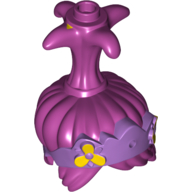 Queue de cheval haute avec quatre points, un tenon sur le dessus, et trou d'connecteur à l'avant, avec motif de tiare de lavande moyenne avec motif imprimé de fleurs jaunes (Hair Tall Ponytail with Four Points, One Stud on Top, and Pin Hole in Front, with Medium Lavender Tiara Pattern with Yellow Flowers Print)