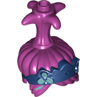 Visuel indicatif Rebrickable de Cheveux queue de cheval haute avec quatre points, un tenon sur le dessus, et trou pour connecteur à l'avant, avec motif de tiare bleu foncé avec motif imprimé de fleurs azur (Hair Tall Ponytail with Four Points, One Stud on Top, and Pin Hole in Front, with Dark Blue Tiara Pattern with Azure Flowers Print)