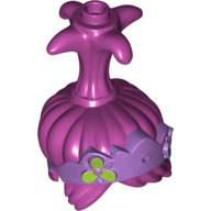 Cheveux queue de cheval avec quatre points, un tenon sur le dessus, et trou pour connecteur à l'avant, avec motif de tiare lavande moyen avec motif imprimé de fleurs de vert citron et d'azur moyen (Hair Tall Ponytail with Four Points, One Stud on Top, and Pin Hole in Front, with Medium Lavender Tiara Pattern with Lime and Medium Azure Flowers Print)