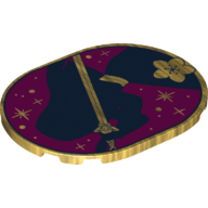 Visuel indicatif Rebrickable de Tuile ronde 6 x 8 avec contours Mulan bleu foncé sur fond rose foncé motif imprimé (Tile Round 6 x 8 with Dark Blue Mulan Contours on Dark Pink Background Print)