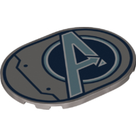 Visuel indicatif Rebrickable de Tuile ronde 6 x 8 avec le logo Avengers 'A' motif imprimé (Tile Round 6 x 8 with Avengers 'A' Logo Print)
