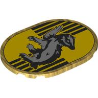 Visuel indicatif Rebrickable de Tuile ronde 6 x 8 avec motif imprimé de blason de Poufsouffle (Tile Round 6 x 8 with Hufflepuff Crest Print)