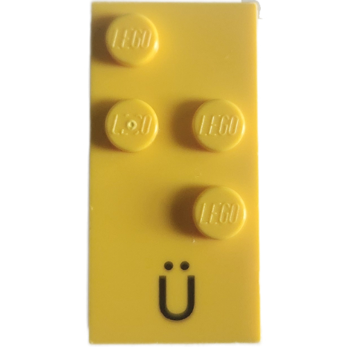 Visuel indicatif Rebrickable de Braille brique 2 x 4 avec motif imprimé 4 tenons ⠳ et 'Ü' (Braille Brick 2 x 4 with 4 Studs ⠳ and 'Ü' Print)