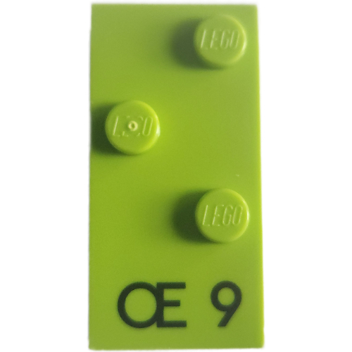 Visuel indicatif Rebrickable de Braille brique 2 x 4 avec motif imprimé 3 tenons ⠪ et 'Œ 9' (Braille Brick 2 x 4 with 3 Studs ⠪ and 'Œ 9' Print)