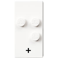 Visuel indicatif Rebrickable de Braille brique 2 x 4 avec 3 motifs imprimés tenons ⠲ et '+' (Braille Brick 2 x 4 with 3 Studs ⠲ and '+' Print)