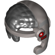 Cheveux et casque cyborg côté ouvert, rouge œil carré et rouge point motif imprimé (Hair and Helmet Cyborg Side Open, Red Square Eye and Red Dot Print)