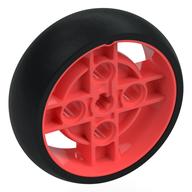 Visuel indicatif Rebrickable de Roue 43 x 14 avec 4 rayons, trou pour axe et pneu intégral noir (Wheel 43 x 14 with 4 Spokes, Axle Hole, and Black Integral Tire)