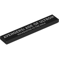 Visuel indicatif Rebrickable de Tuile 1 x 6 avec motif imprimé blanc 'AVENGERS: AGE OF ULTRON HULKBUSTER VS THE HULK' (Tile 1 x 6 with White 'AVENGERS: AGE OF ULTRON HULKBUSTER VS THE HULK' Print)